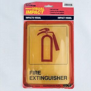 Vintage Cole Self-Stick Fire Extinguisher Sign - Impact Visual Visuel - NOS 1995